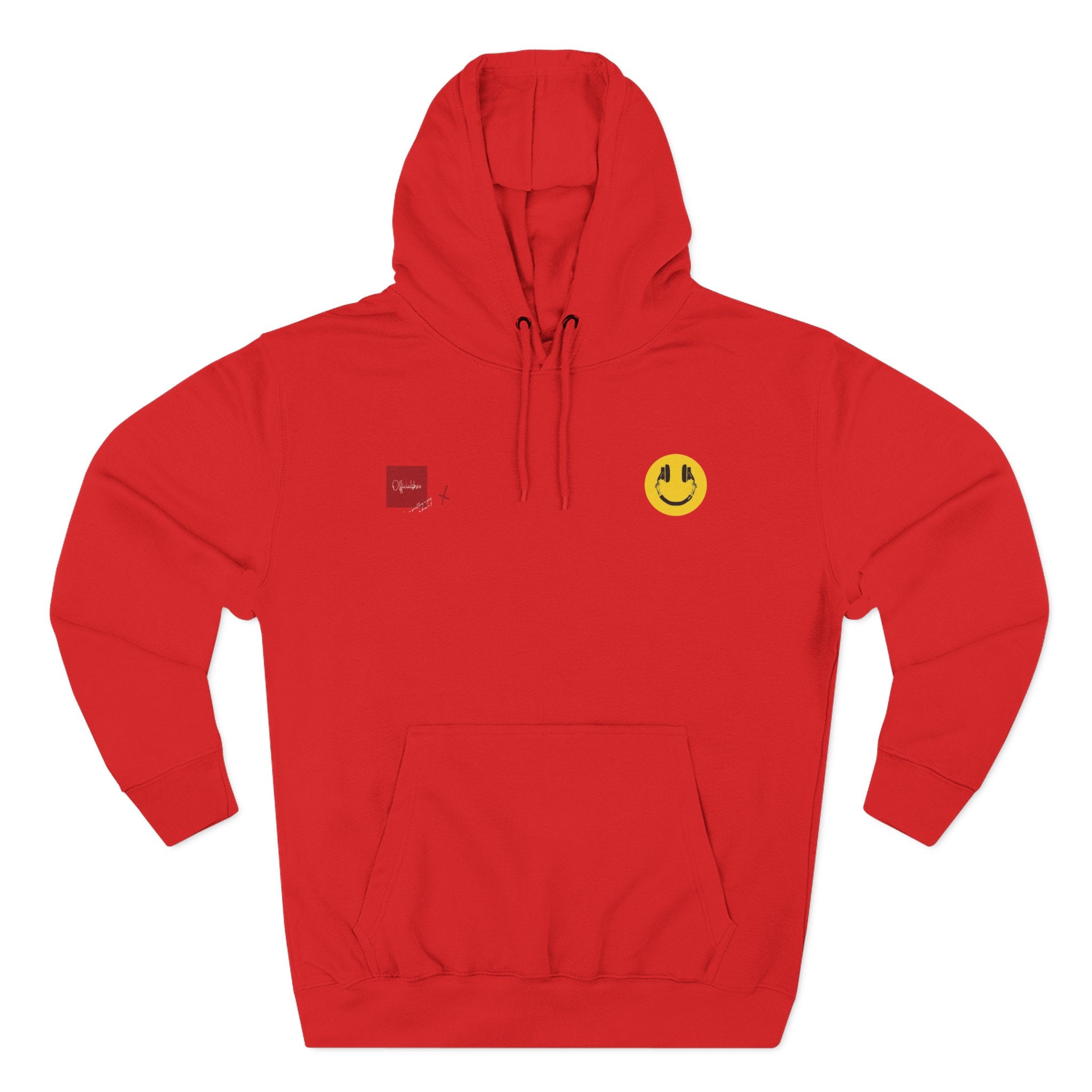 Hoodie - Vintage Collage Graphic Fleece Hoodie with Smiley & Crest Back Artwork